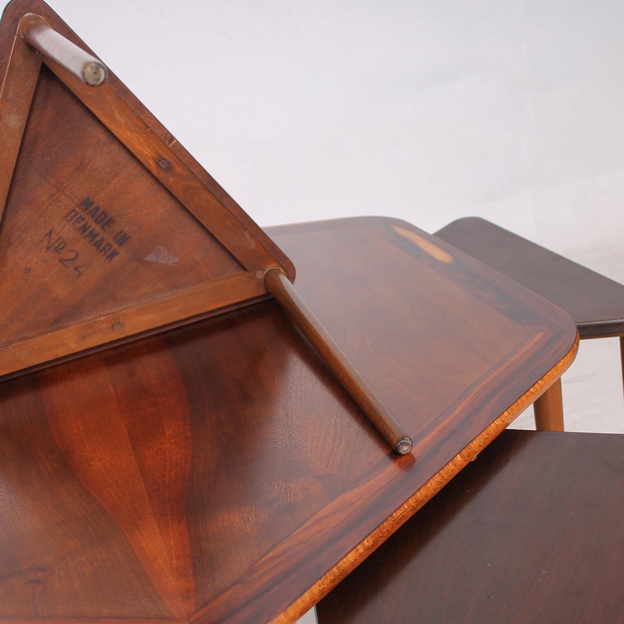 France & Son Rosewood Hexagonal Coffee Table and 6 Nesting Tables 1950s Denmark In Good Condition In Chula Vista, CA