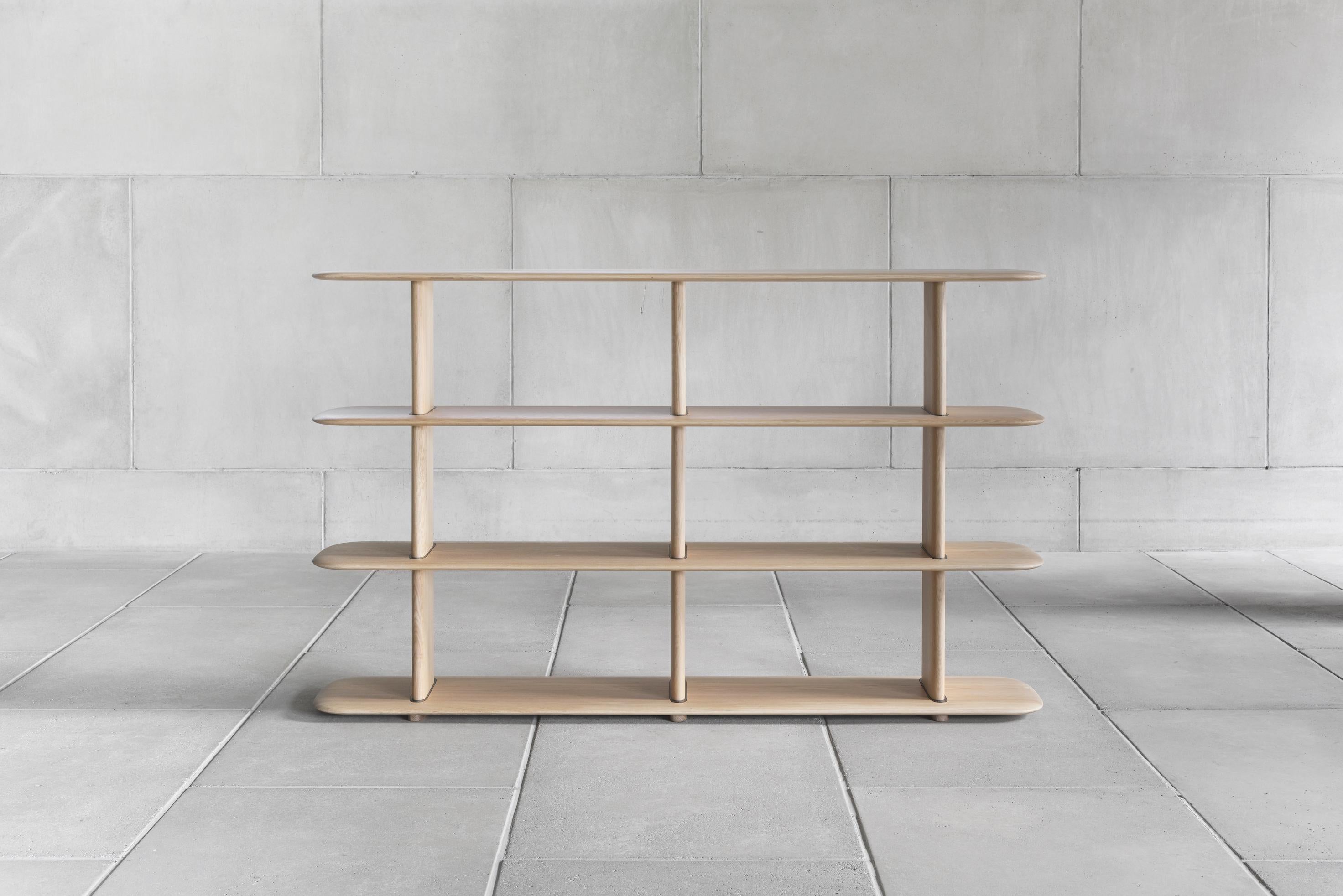 Shelf POEME 
Designed by Poiat Studio, 2022

Dimensions : W. 181 x H. 109 x D. 37.5 cm

Model shown :
- Color natural oak 

Graceful and poetic, yet robust, the Poeme Shelf comes in four different sizes, offering a flexible solution for diverse