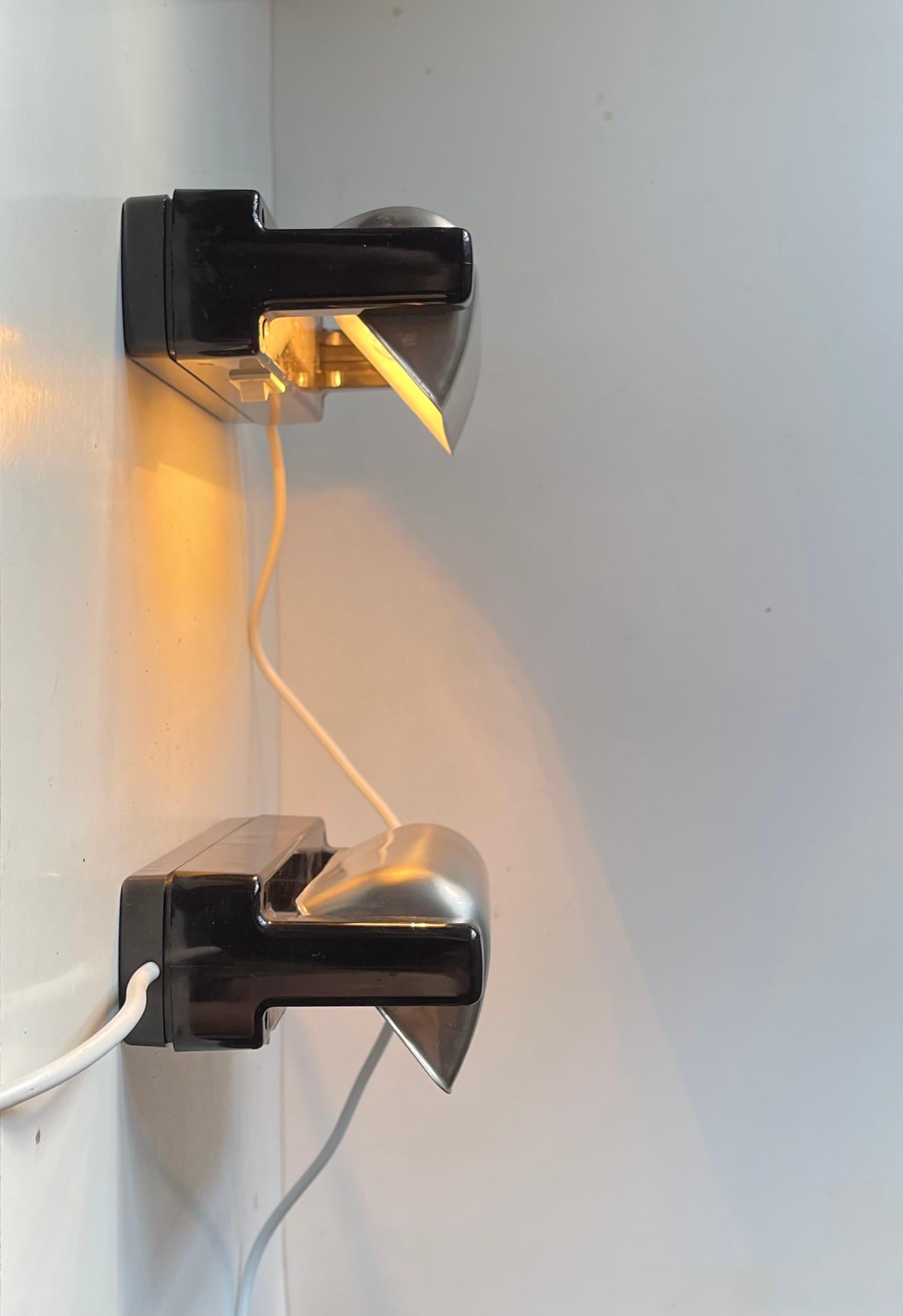 Apliques escandinavos de cabina de barco en acero inoxidable, años 70 Escandinavo moderno en venta