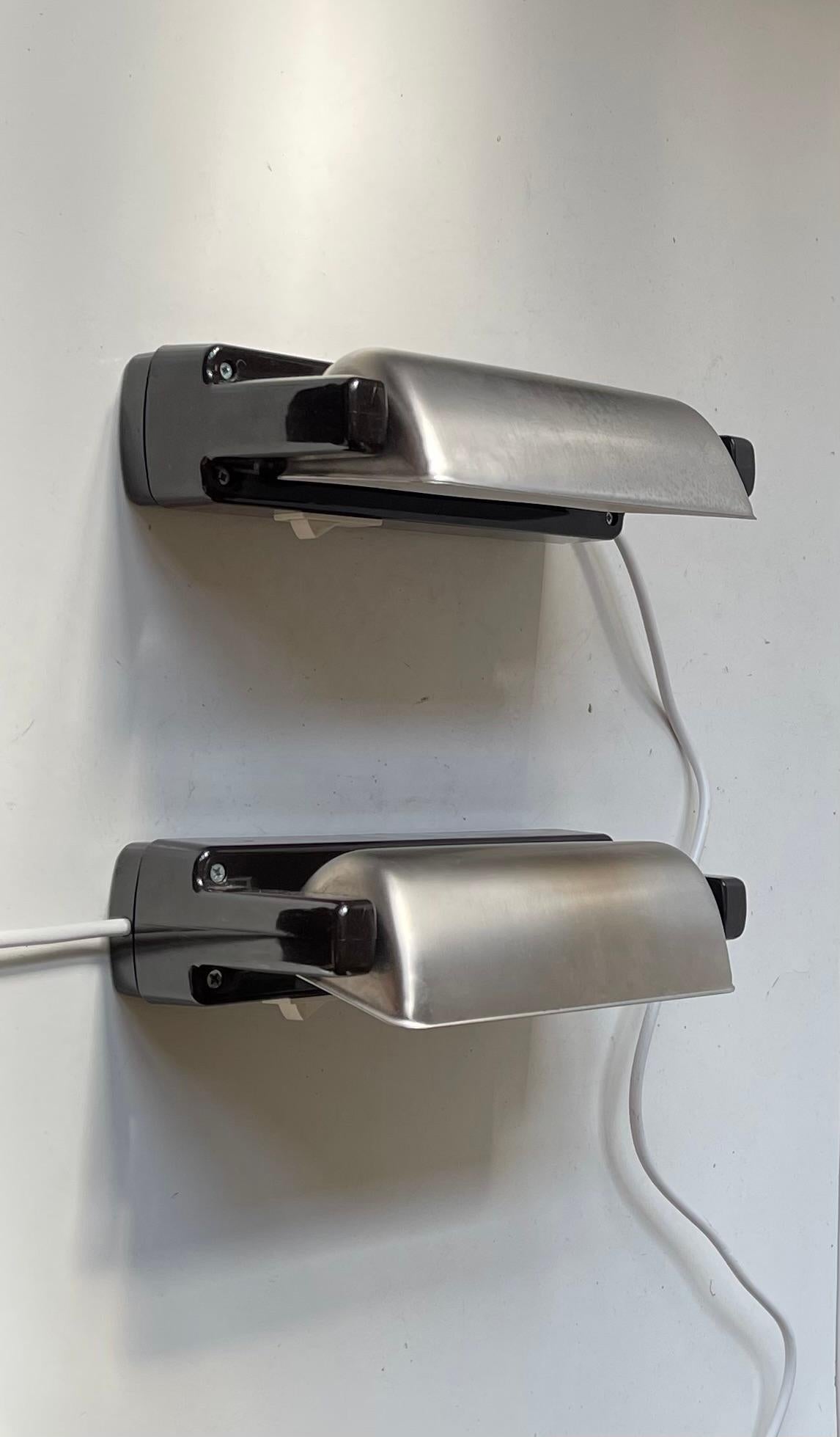 Apliques escandinavos de cabina de barco en acero inoxidable, años 70 Cepillado en venta