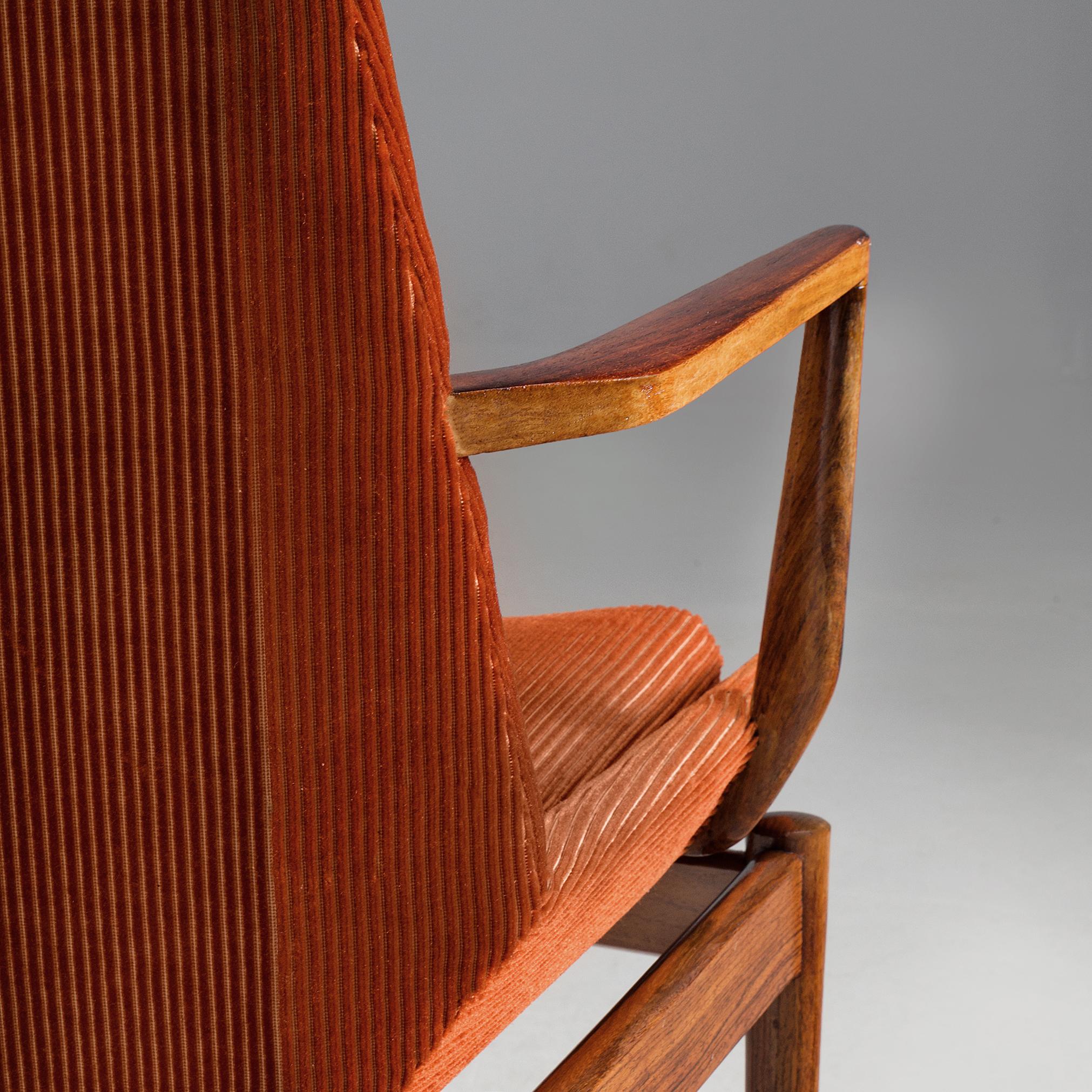 Velvet Scandinavian Side Chairs in Rosewood and Curduroy