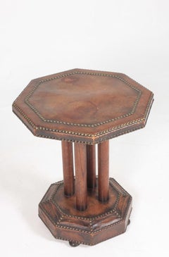 Table d'appoint scandinave en cuir patiné d'Otto Schulz, années 1940