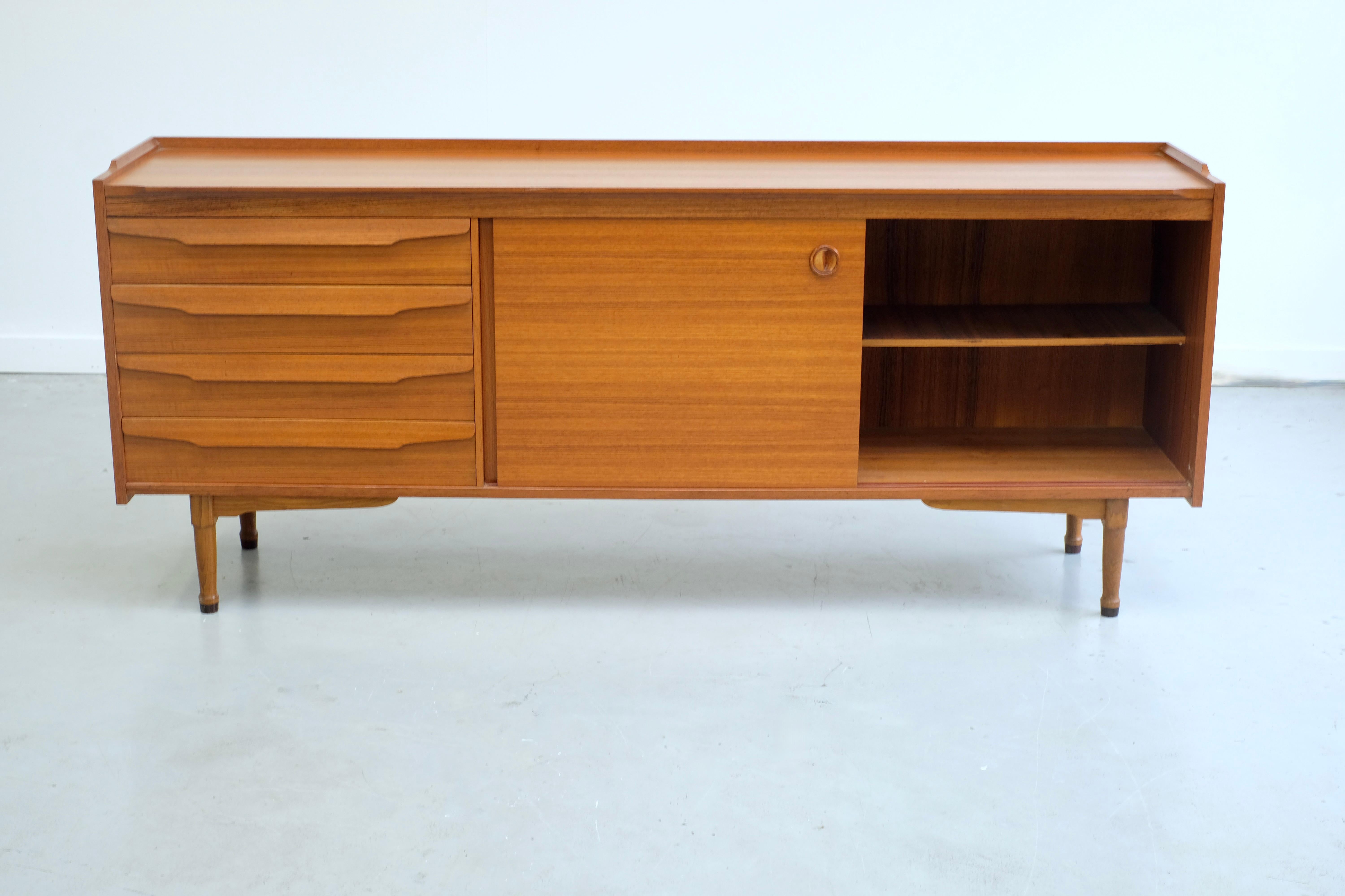 Teak Scandinavian sideboard in teak - 1960s For Sale