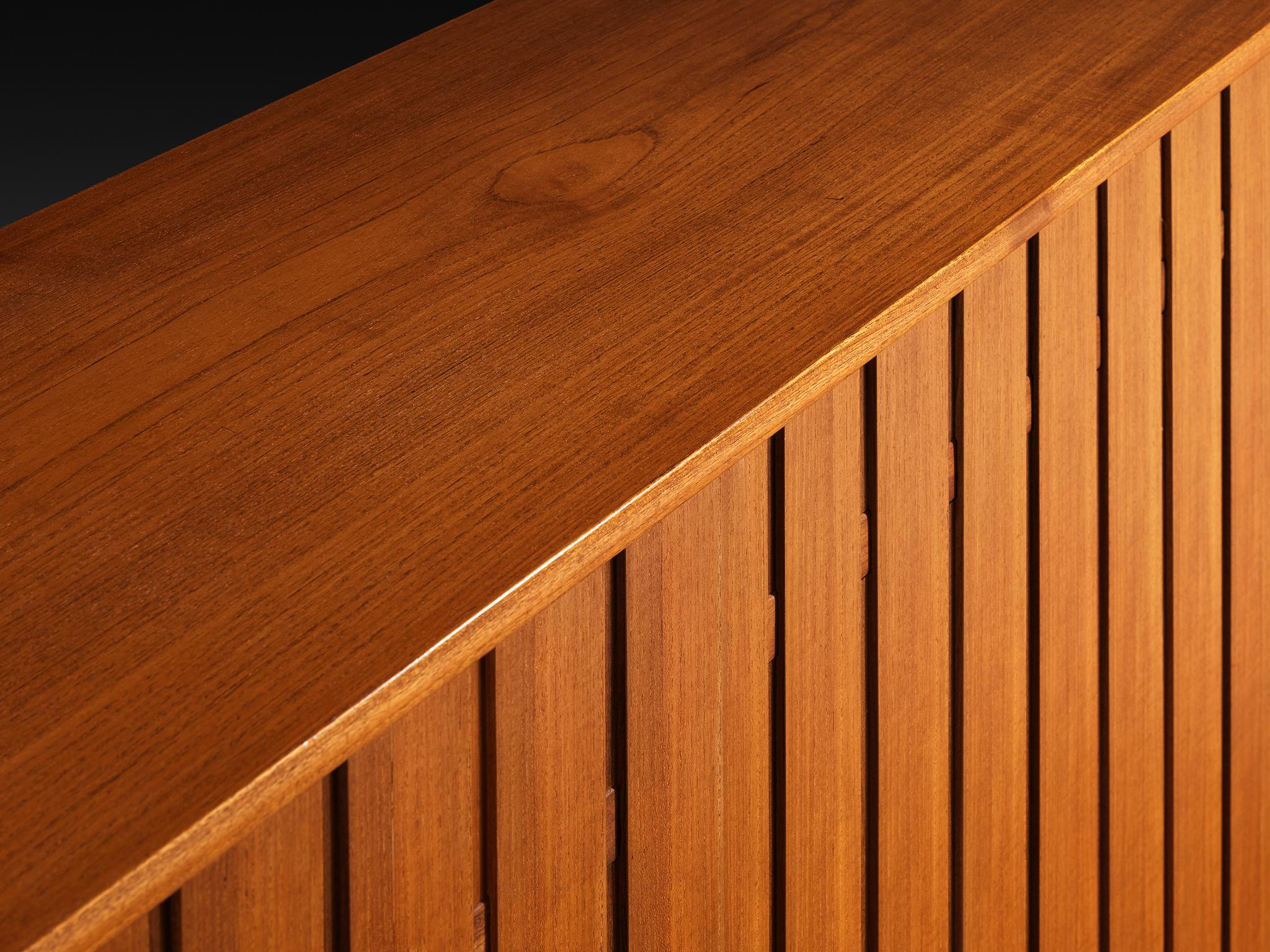 Scandinavian Modern Scandinavian Sideboard With Slatted Doors in Teak For Sale