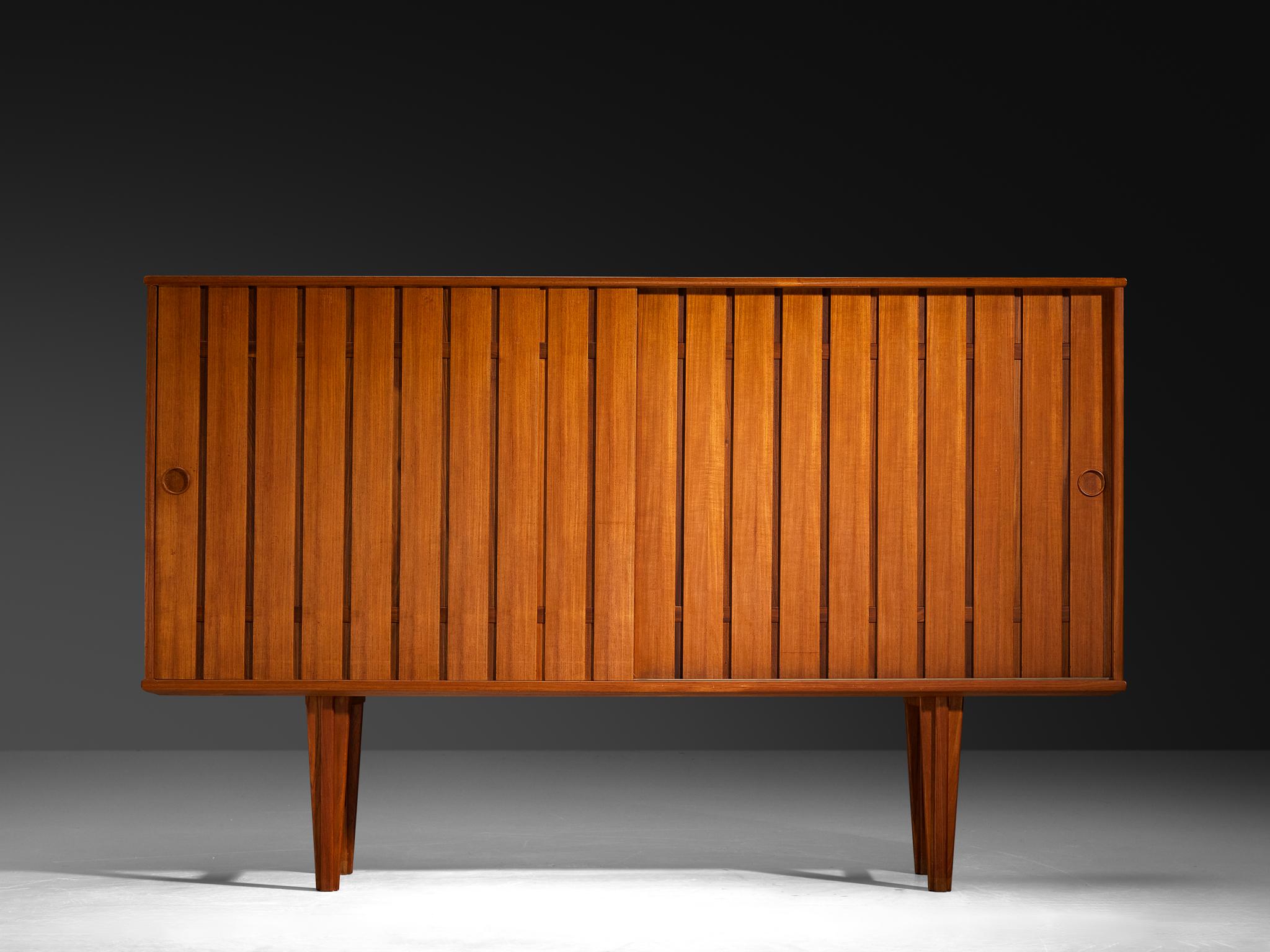 Scandinavian Sideboard With Slatted Doors in Teak In Good Condition For Sale In Waalwijk, NL