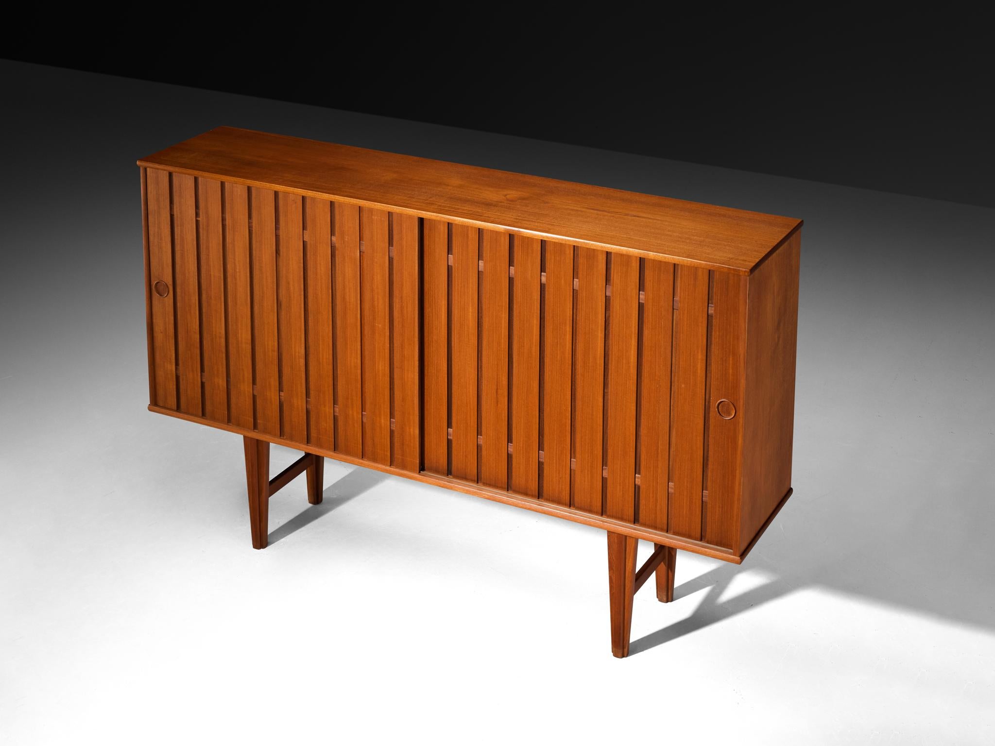 Scandinavian Sideboard With Slatted Doors in Teak For Sale 1
