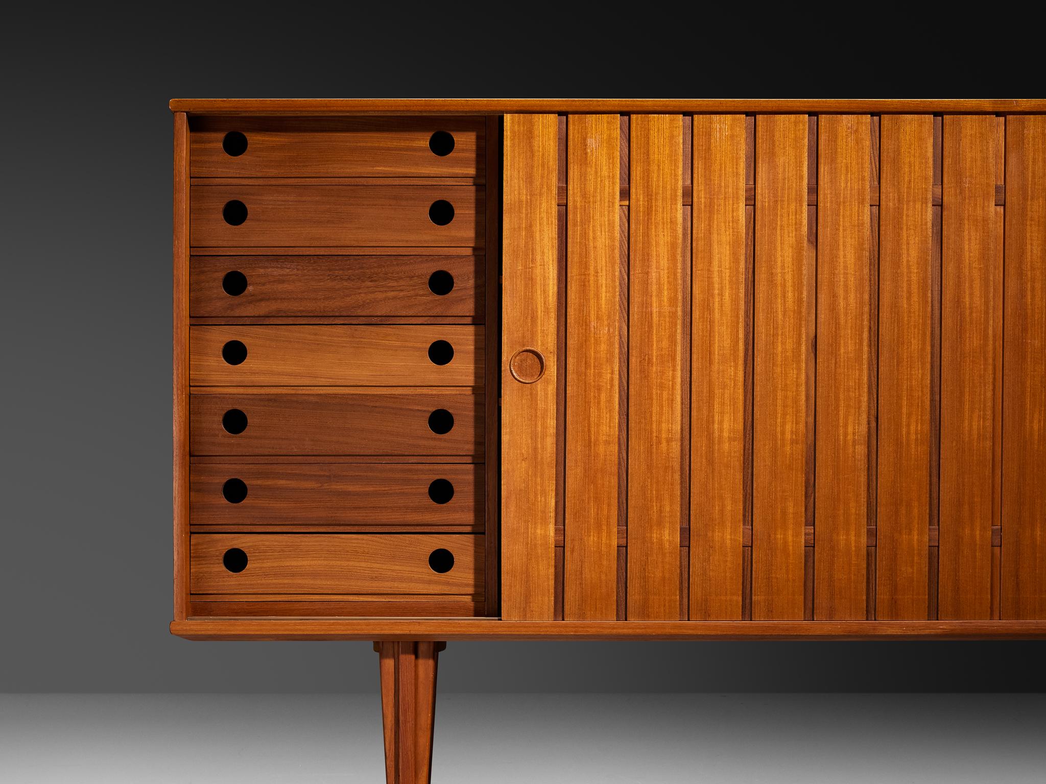 Scandinavian Sideboard With Slatted Doors in Teak For Sale 3