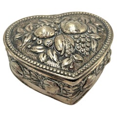 Scandinavian Silver 830 Heart-Shaped Box, Early 20th Century