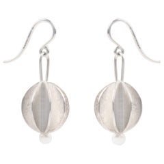 Scandinavian Silver and Pearl Drop Earrings by Åse-Marit Thorbjørnsrud