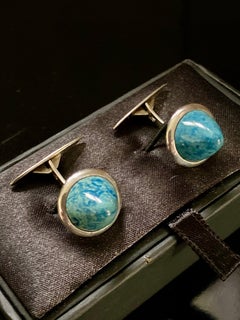 Gemelos escandinavos de plata y turquesa