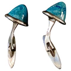 Cufflinks Silver Scandinavian with Turquoise settings