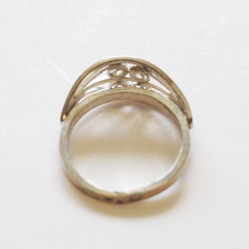 Mid-Century Modern Scandinavian Silverring with Ornament Details, 1950s-1960s For Sale