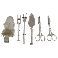 Scandinavian Silversmith, Six Serving Parts in Plated Silver, Mid-20th Century