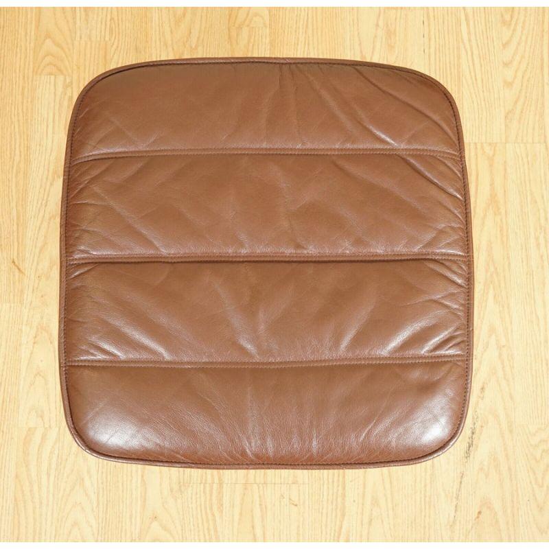 Scandinavian Skoghaus Industri Brown Leather Lounge Chair and Footstool In Good Condition In Pulborough, GB