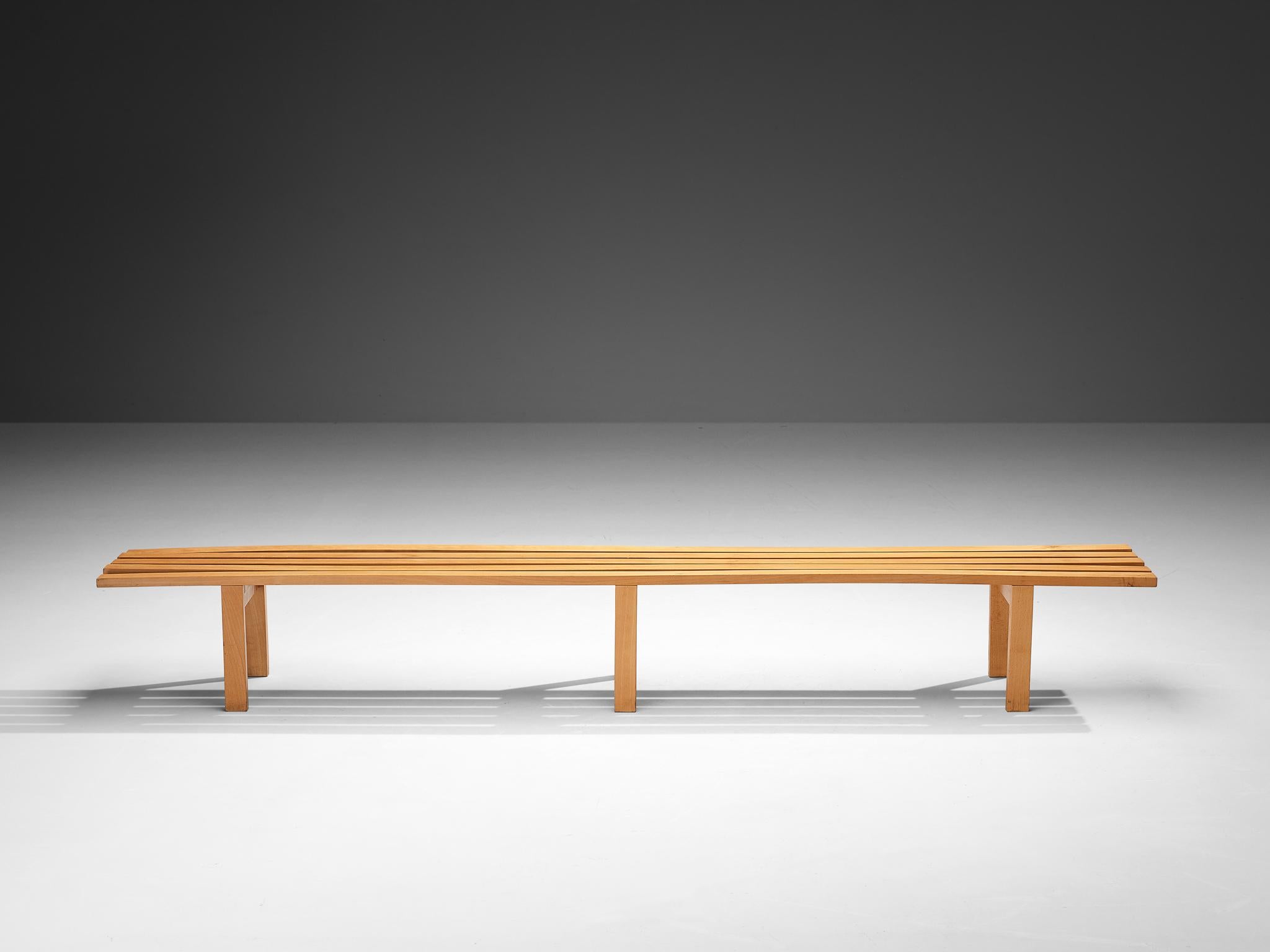 Scandinavian Modern Scandinavian Slatted Bench in Solid Wood For Sale