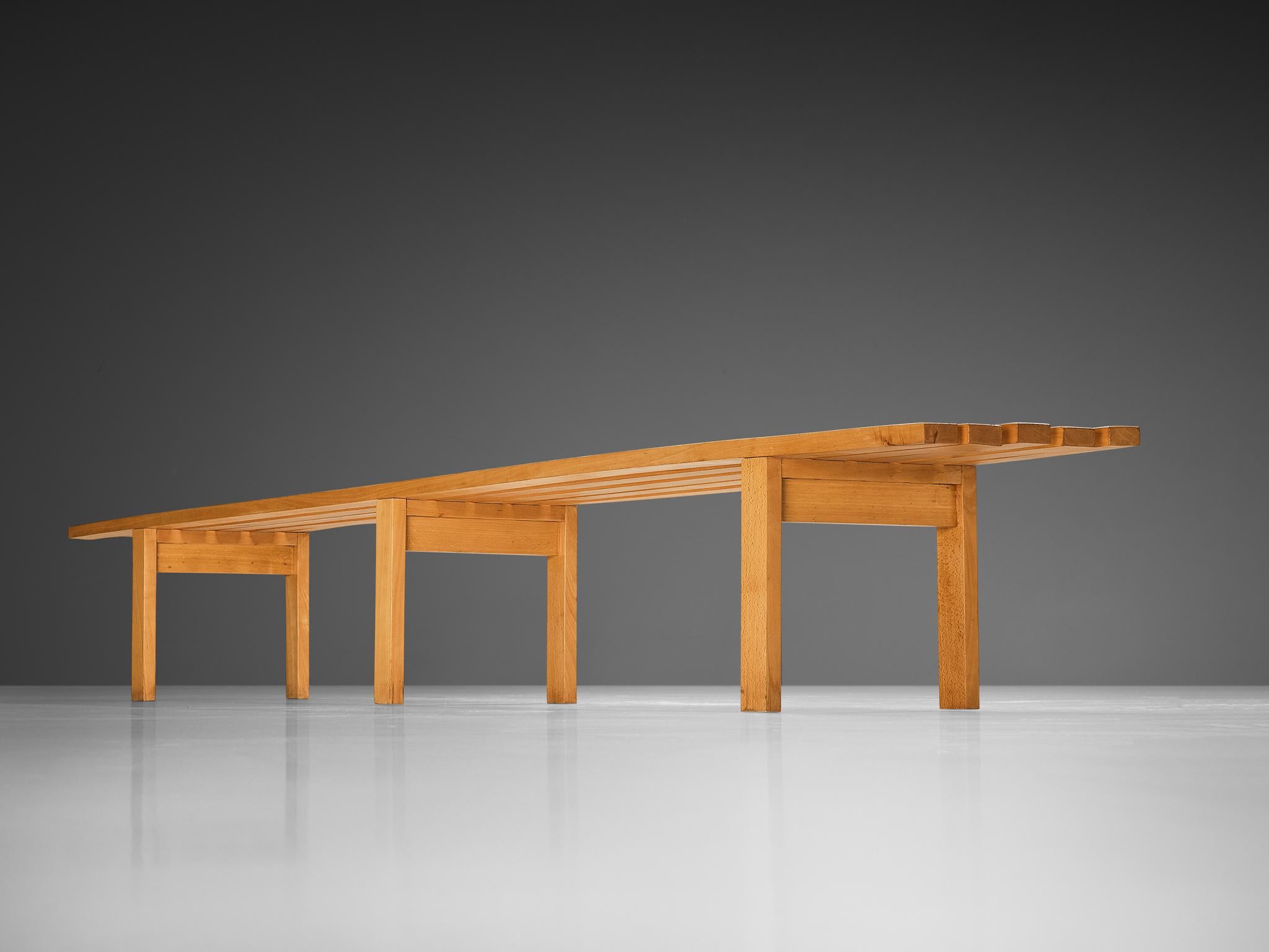 Beech Scandinavian Slatted Bench in Solid Wood For Sale
