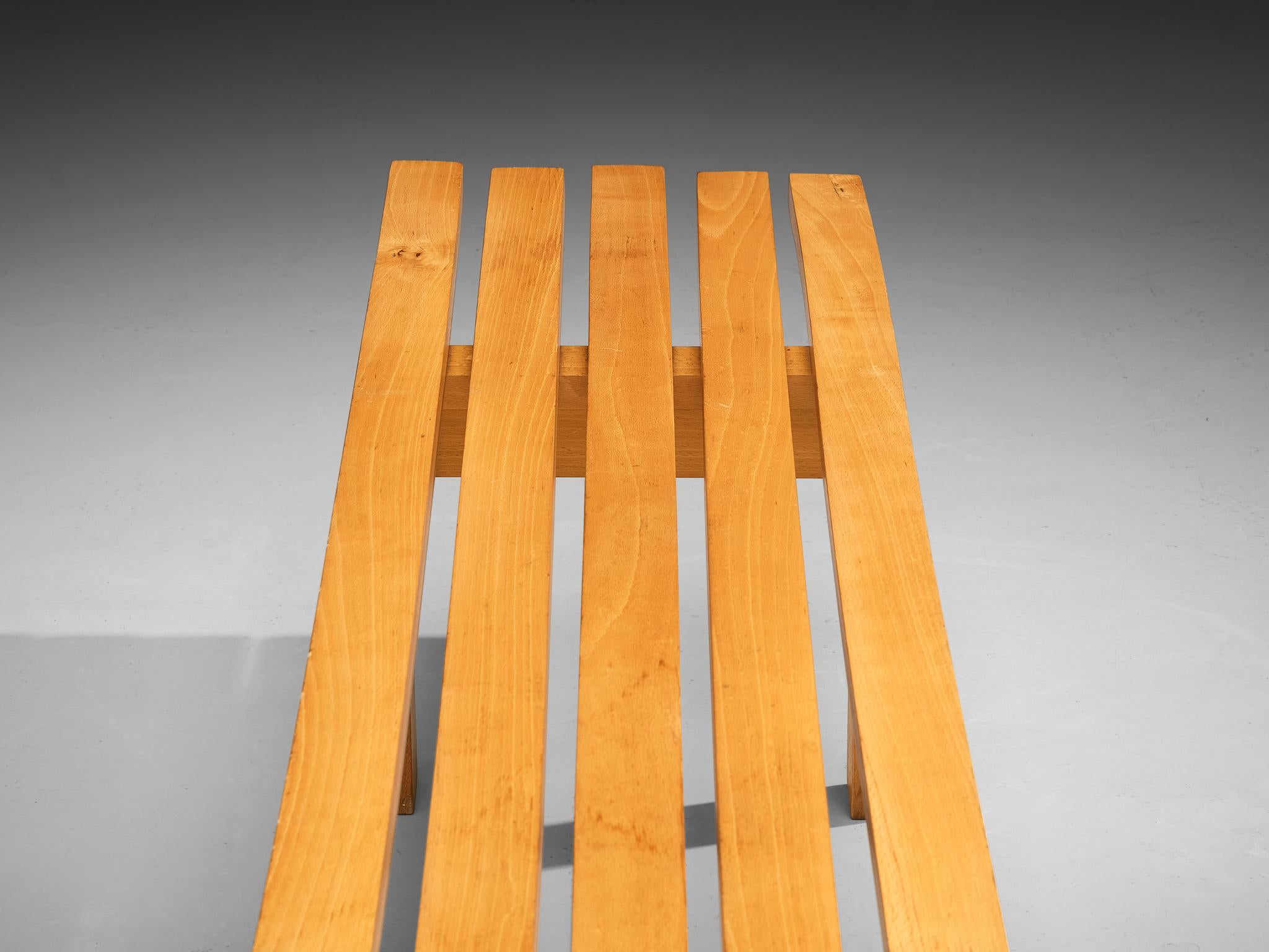 Scandinavian Slatted Bench in Solid Wood For Sale 2