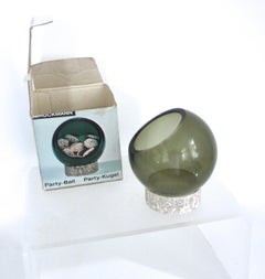 Scandinavian Smoked Glass 'Party Kugel' for Sweets or Cigarettes New in Box