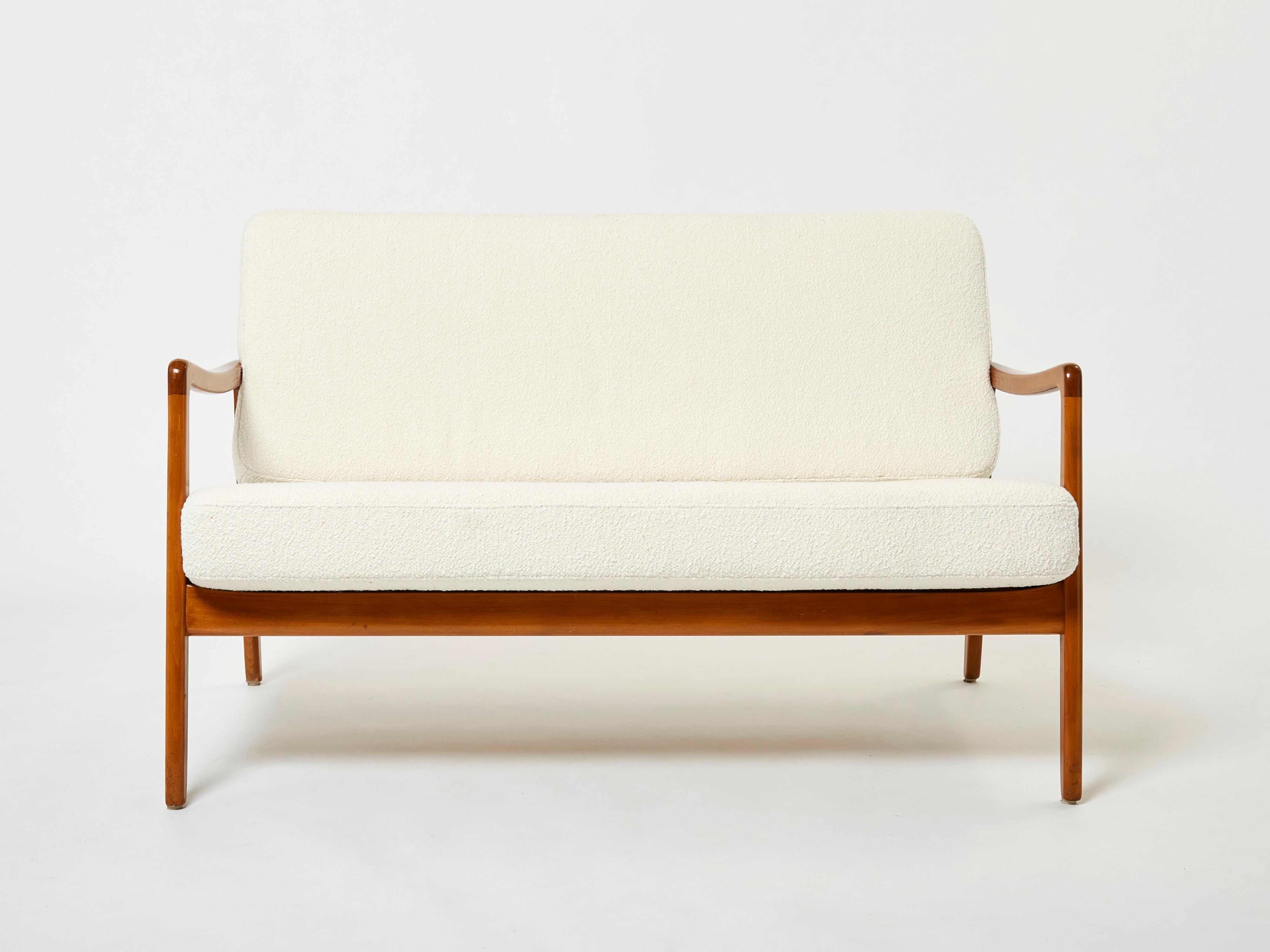 Scandinavian Sofa by Ole Wanscher FD 109 Wool Bouclé, 1960s 1