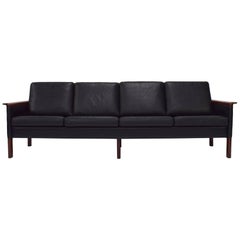 Scandinavian Sofa in Black Leather, 1950s