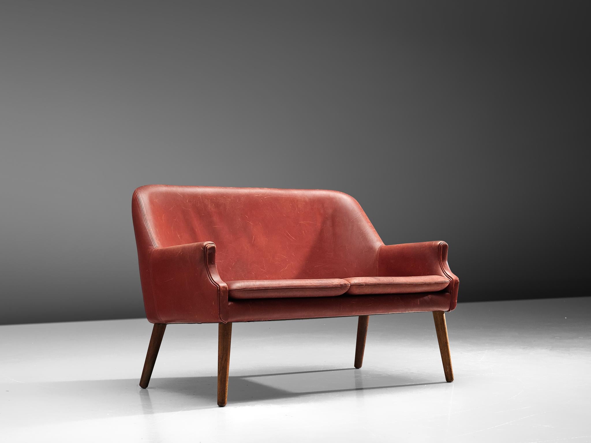 Scandinavian Modern Scandinavian Sofa in Leather, 1950s