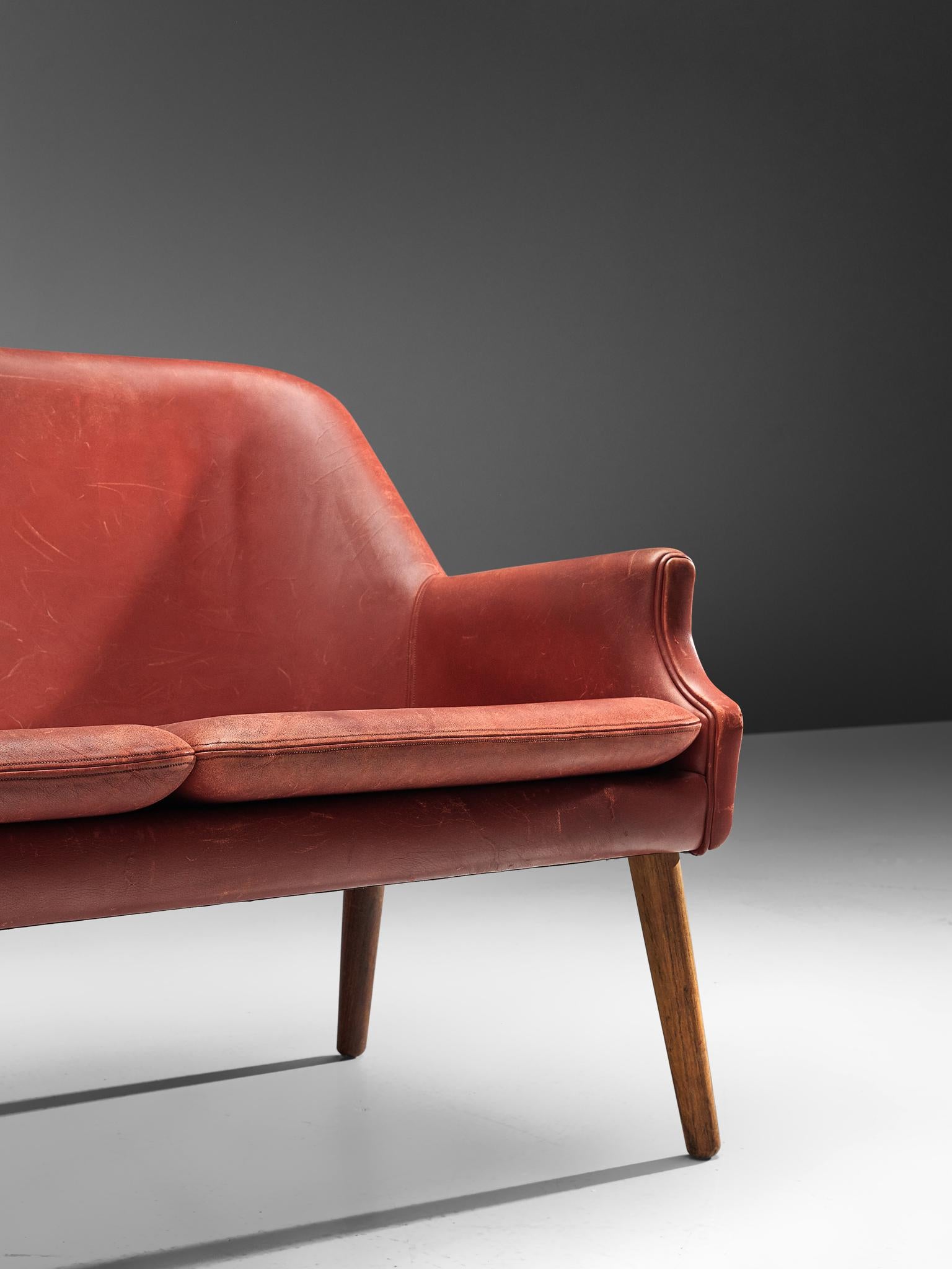 Scandinavian Sofa in Leather, 1950s 2