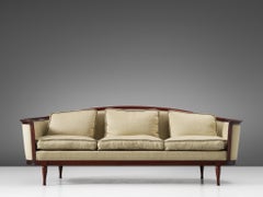 Scandinavian Sofa in Mahogany and Fabric Upholstery