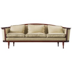 Scandinavian Sofa in Mahogany and Fabric Upholstery