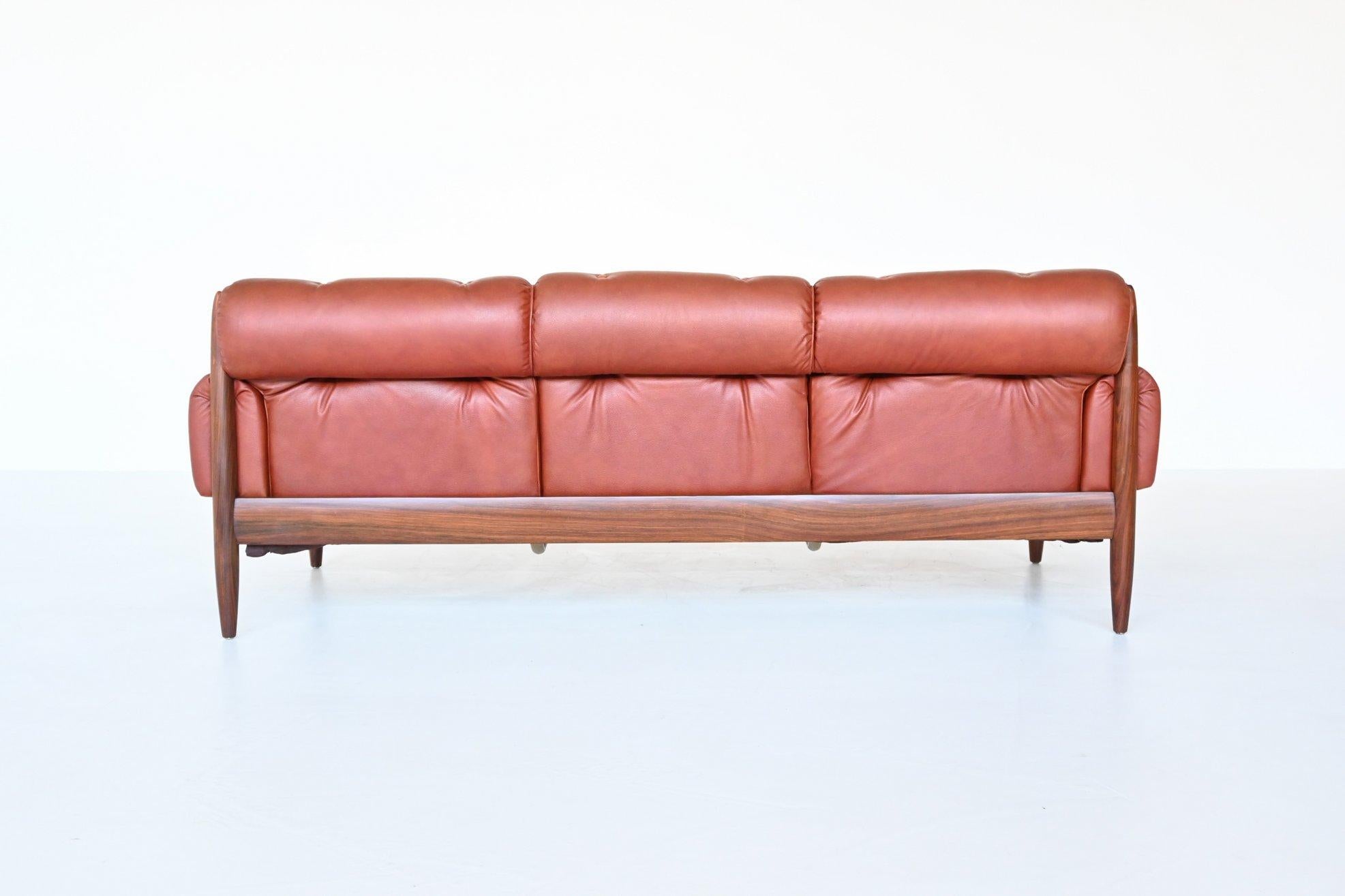 Scandinavian Sofa Rosewood and Leather Denmark 1960 1