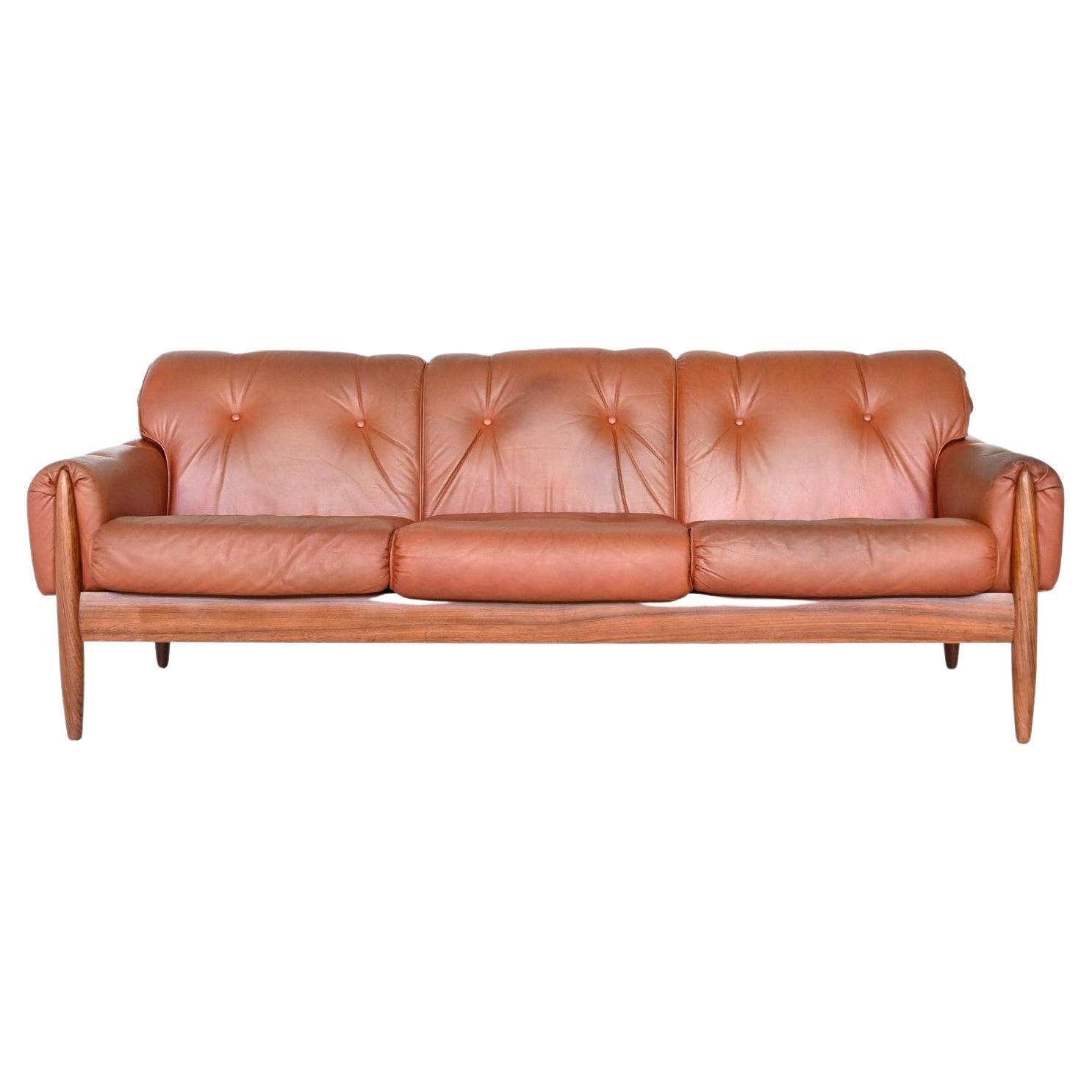 Scandinavian Sofa Rosewood and Leather Denmark 1960