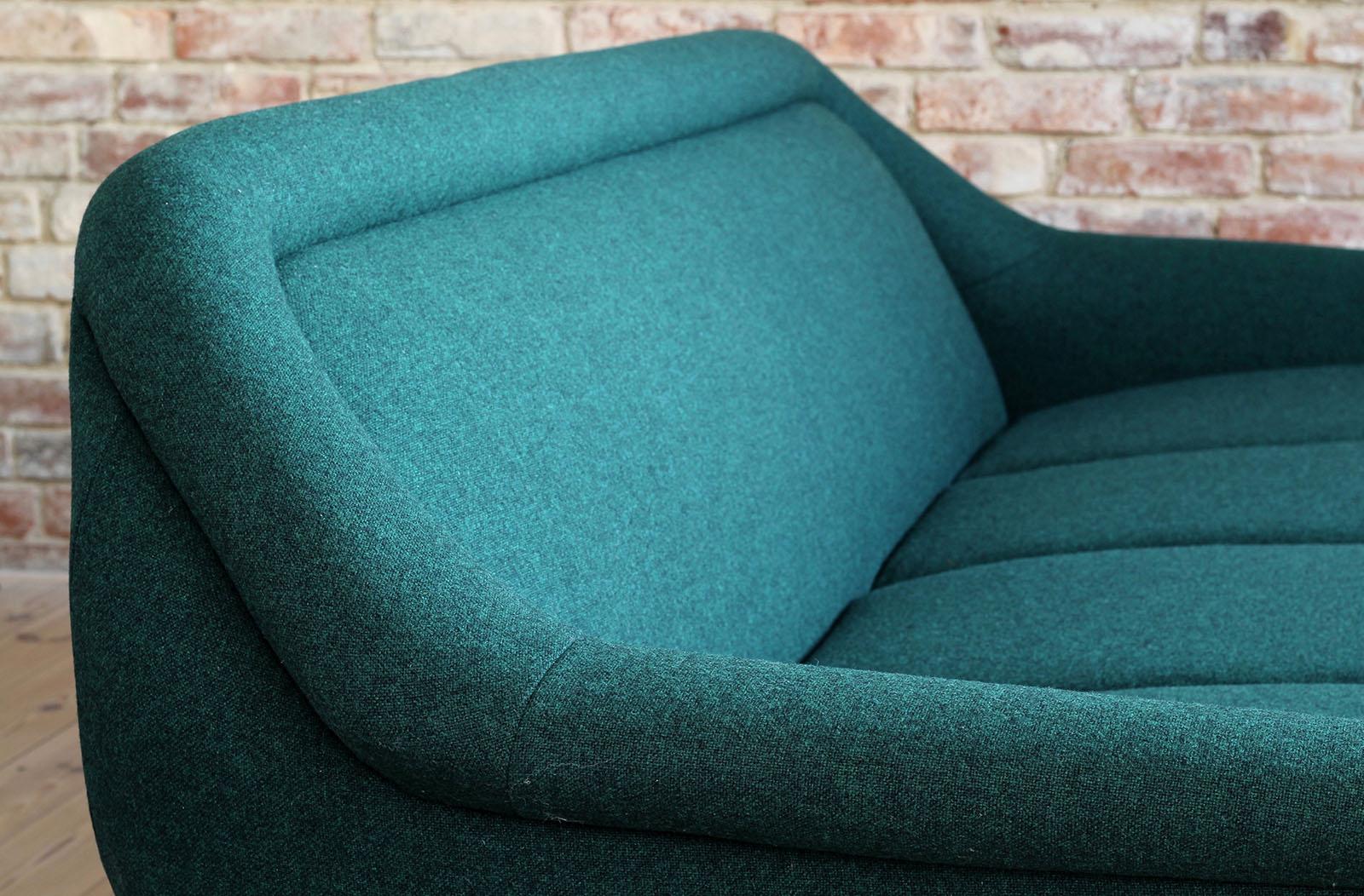 Sofa Set by Holm Fabriker in Emerald Green Kvadrat Fabric, Mid-Century Modern 1