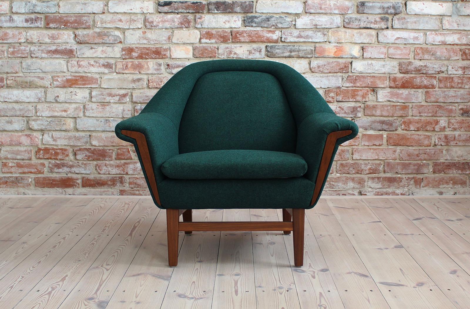 Sofa Set by Holm Fabriker in Emerald Green Kvadrat Fabric, Mid-Century Modern 2