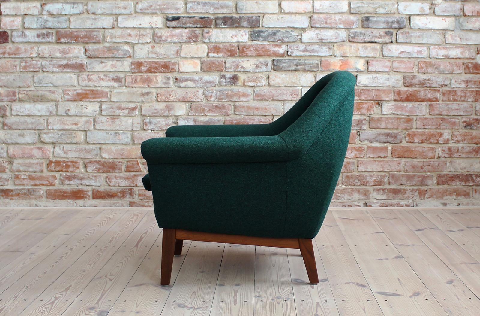 Sofa Set by Holm Fabriker in Emerald Green Kvadrat Fabric, Mid-Century Modern 4