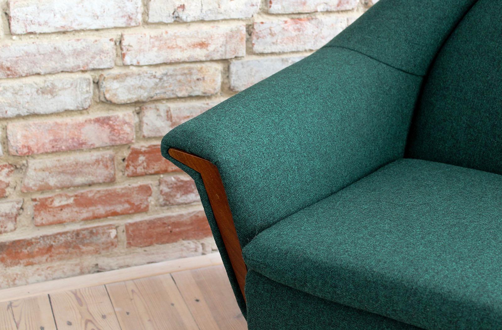 Sofa Set by Holm Fabriker in Emerald Green Kvadrat Fabric, Mid-Century Modern 6