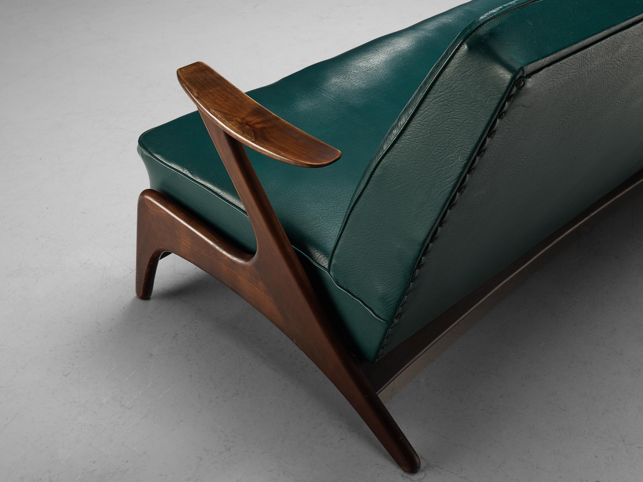 Skandinavisches Sofa mit skulpturalem Rahmen aus gebeiztem Holz (Skandinavische Moderne) im Angebot