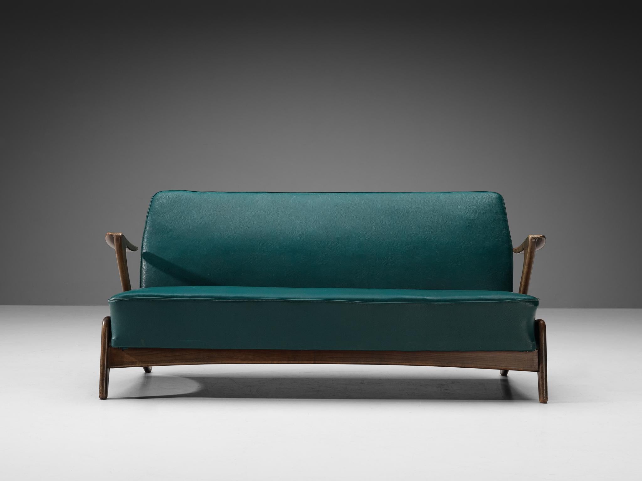 Skandinavisches Sofa mit skulpturalem Rahmen aus gebeiztem Holz (Gebeizt) im Angebot