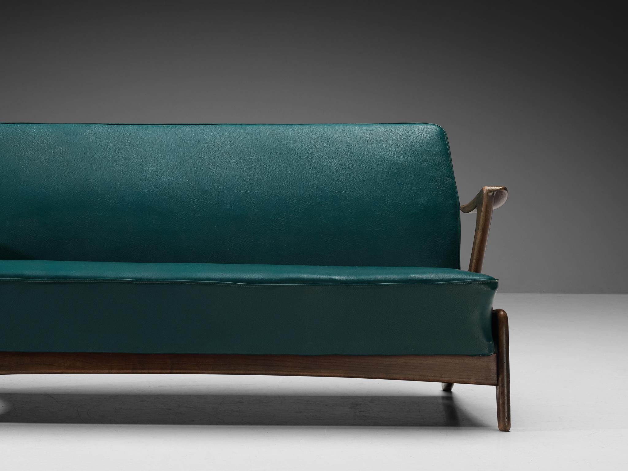 Skandinavisches Sofa mit skulpturalem Rahmen aus gebeiztem Holz (Mitte des 20. Jahrhunderts) im Angebot