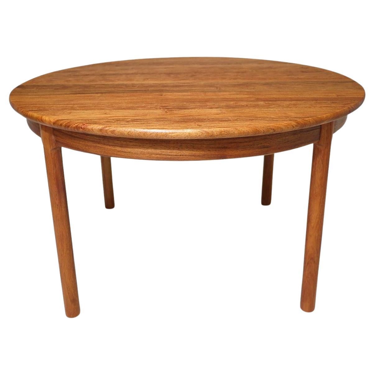 Scandinavian Solid Exotic Wood Round Dining Table with Leaves For Sale ...