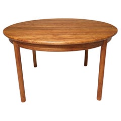 Scandinavian Solid Exotic Wood Round Dining Table with Leaves