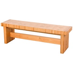 Scandinavian Solid Pine Bench, Sweden, 1970s