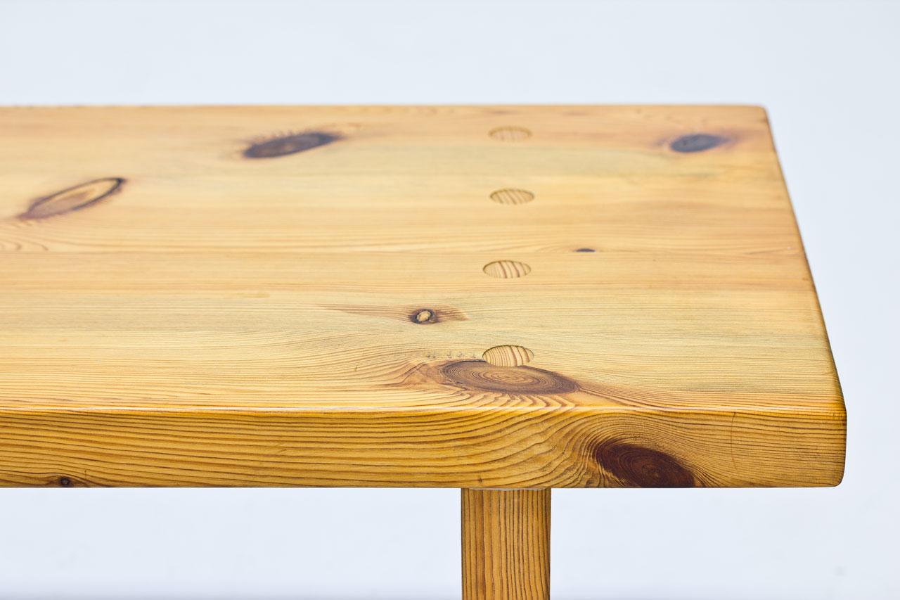 Scandinavian Solid Pine Bench, Table, Sweden, 1970s 1
