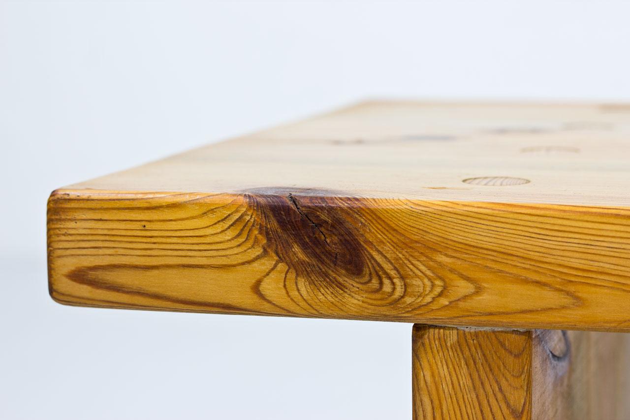 Scandinavian Solid Pine Bench, Table, Sweden, 1970s 2