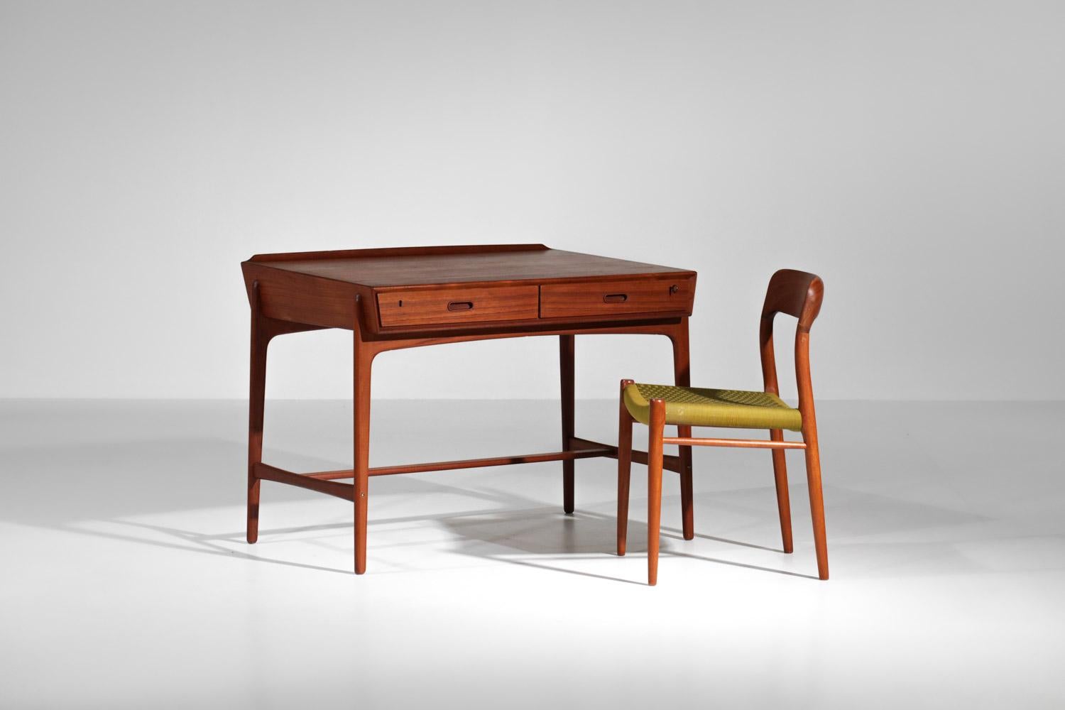 Scandinavian Solid Teak Desk by Svend and Madsen Danish, 1960s For Sale 6