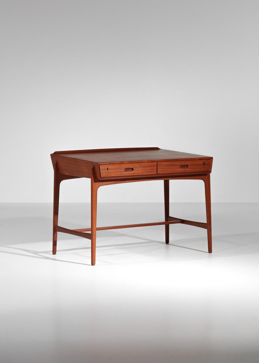Scandinavian Solid Teak Desk by Svend and Madsen Danish, 1960s For Sale 10