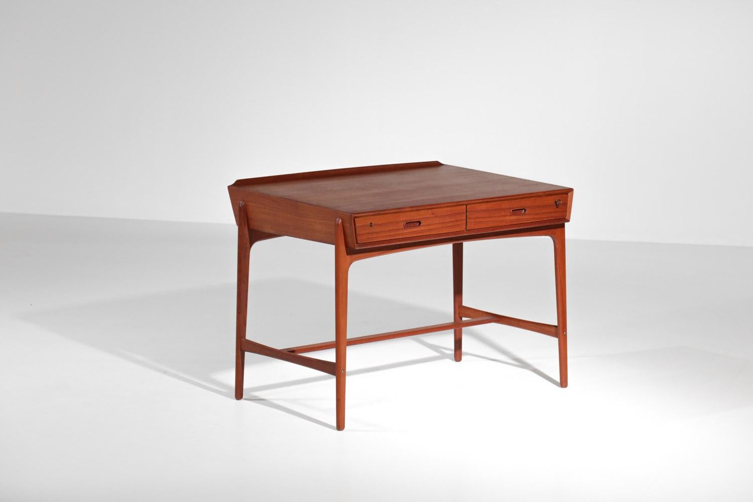 Scandinavian Solid Teak Desk by Svend and Madsen Danish, 1960s For Sale 2