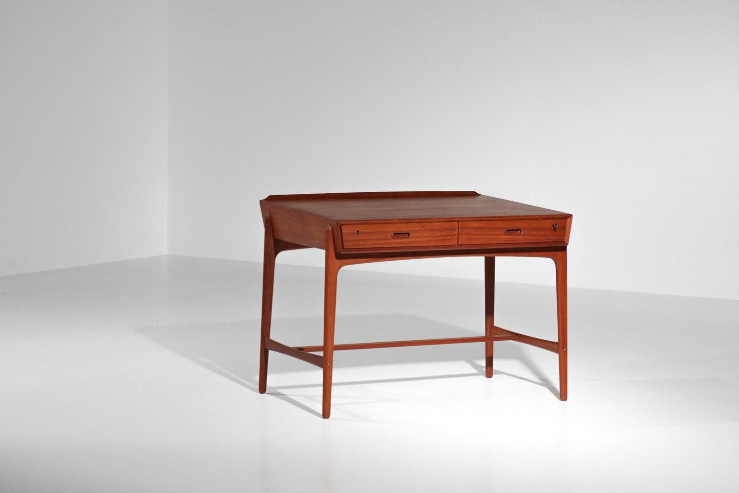 Scandinavian Solid Teak Desk by Svend and Madsen Danish, 1960s For Sale 4