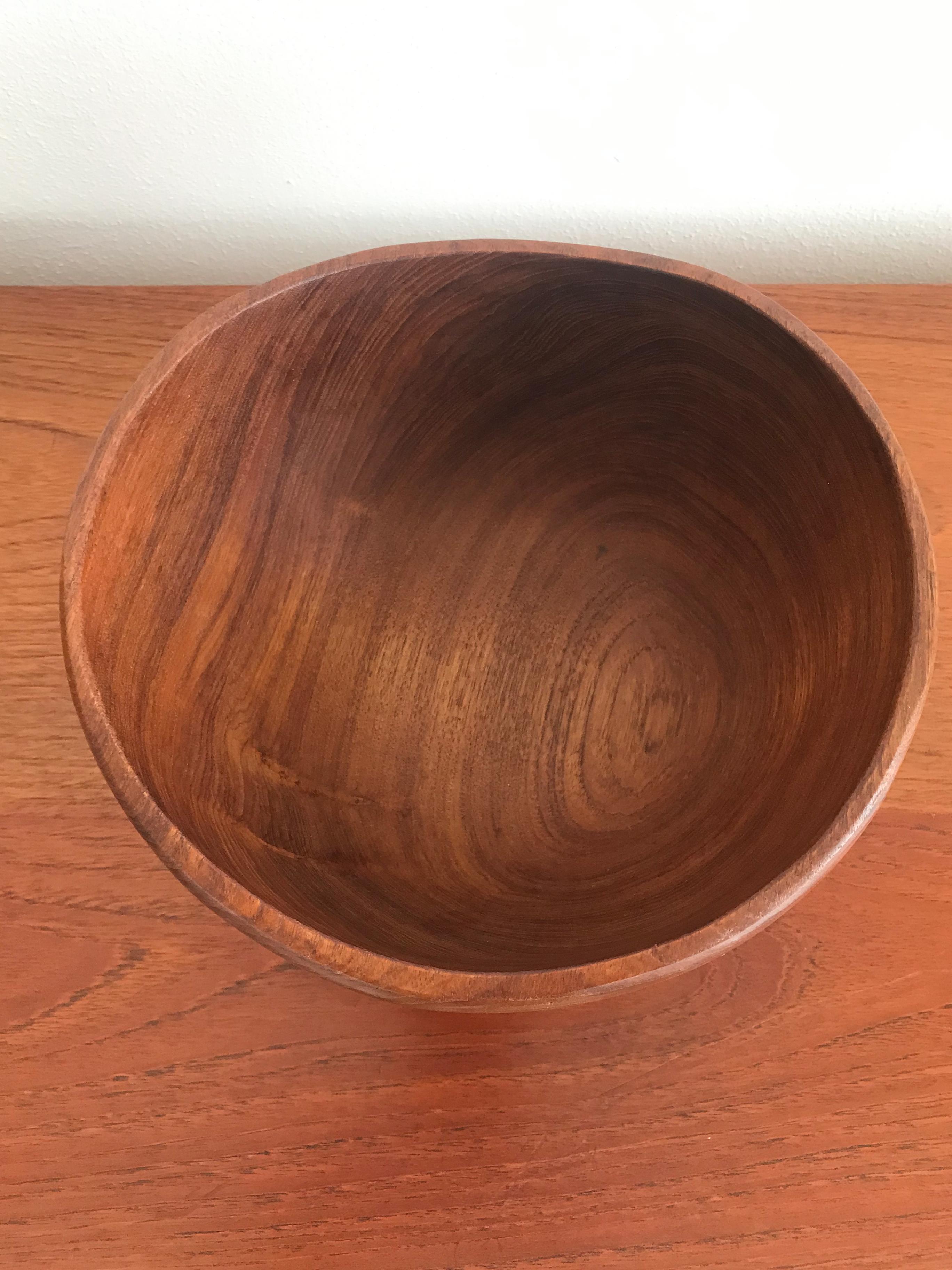 Danish Scandinavian Solid Wood Bowl Centerpiece 1960s For Sale