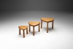 Scandinavian Solid Wood Nesting Tables, Scandinavia, ca 1970s