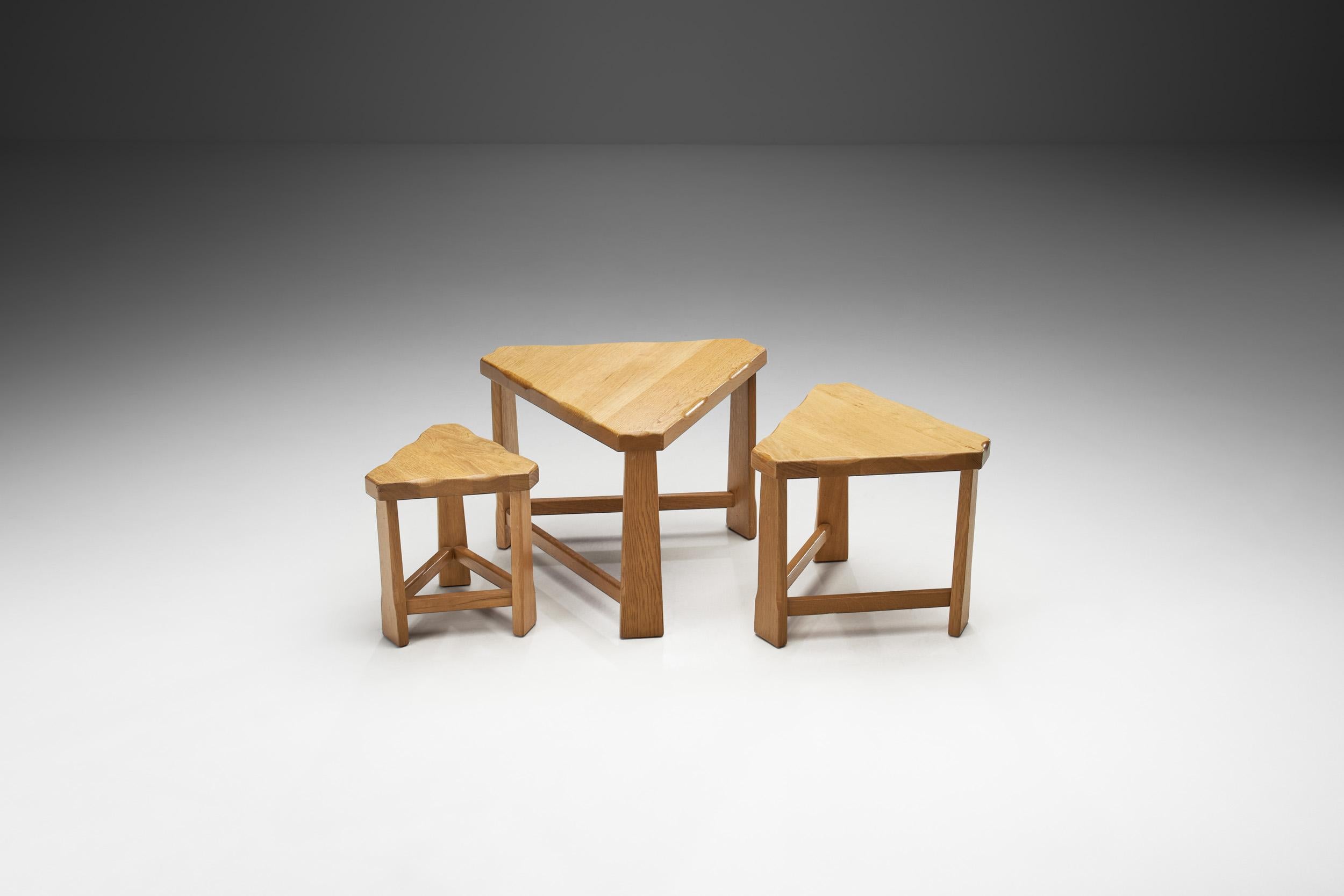 Mid-Century Modern Scandinavian Solid Wood Nesting Tables, Scandinavia ca 1970s For Sale