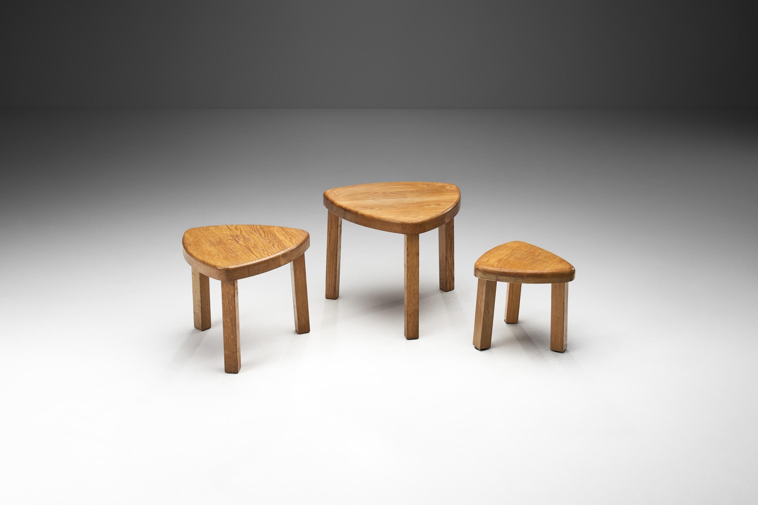 Late 20th Century Scandinavian Solid Wood Nesting Tables, Scandinavia ca 1970s For Sale
